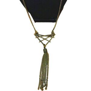 Brass Tassel Necklace, 26 Inches Long